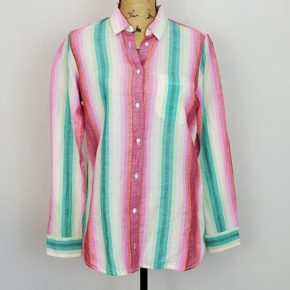 J.Crew Classic Fit Boy Shirt Linen/Cotton Blend Sz 8
